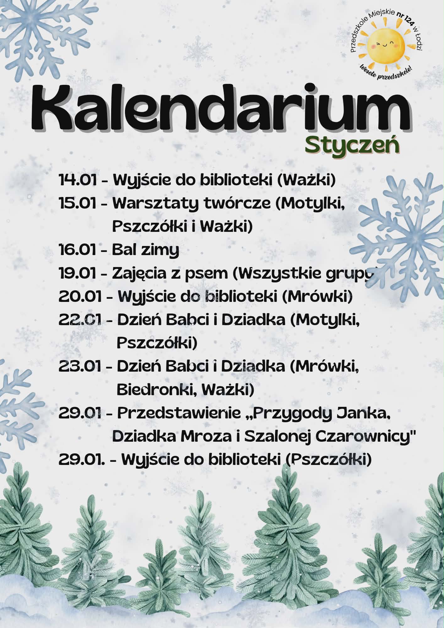 Kalendarium na styczeń 2026.