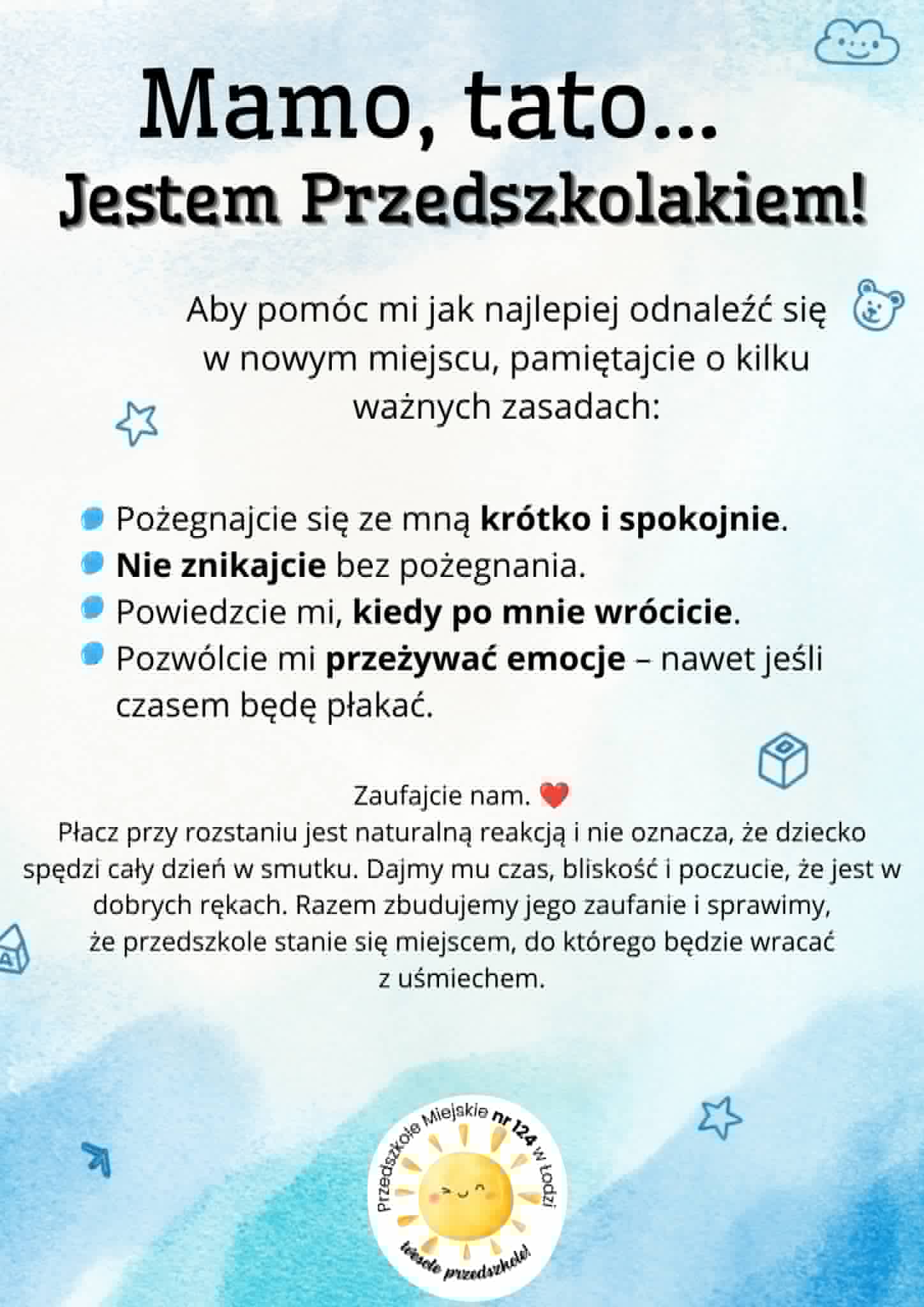 Broszura z najważniejszymi informacjami dla rodzic&oacute;w dzieci nowych.