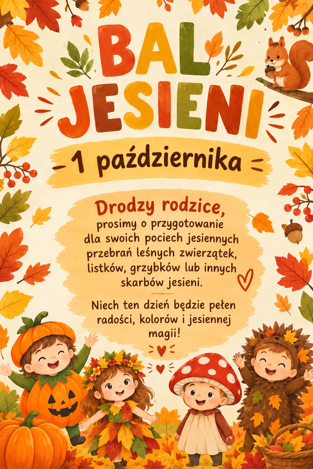 Plakat informacyjny na temat Balu Jesieni.