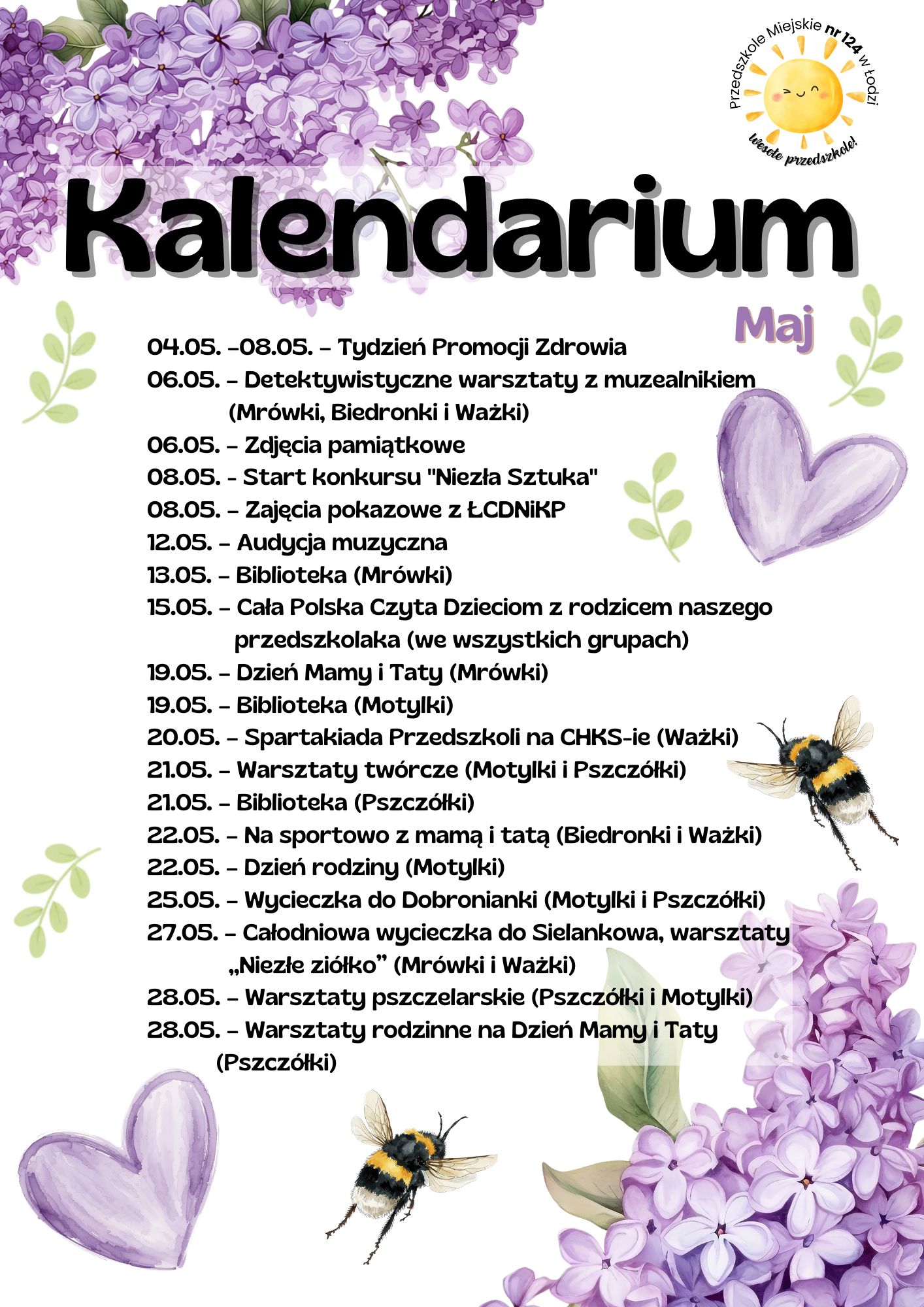 Kalendarium na Maj 2026