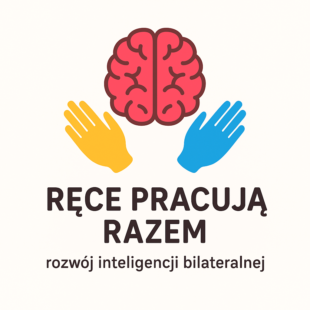 Logo innowacji i inteligencji bilateralnej - mózg i dłonie.