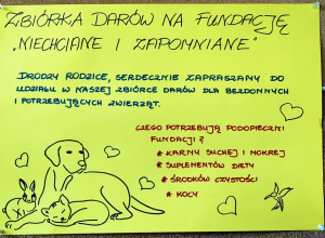 Zbiórka darów dla fundacji "Niechciane i Zapomniane - SOS dla Zwierząt"