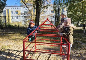Zabawy dzieci na drabinkach.
