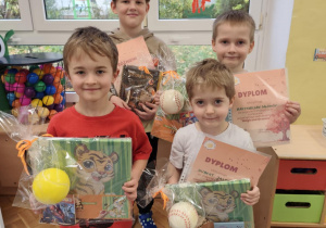 Laureaci konkursu: Hubert, Marek, Maksymilian i Kostek.