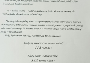 List do dzieci od Leśnego Ludka i Technoludka.