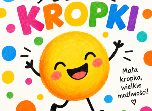 Grafika przedstawia uśmiechniętą i szczęśliwą żółtą kropkę.