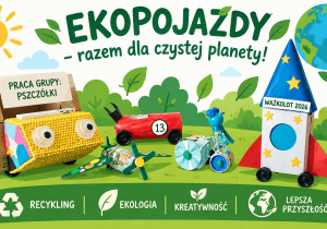 Plakat "Ekopojazdy - razem dla czystej planety" (wygenerowany przez AI).