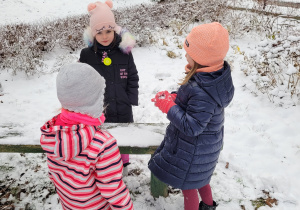 Dziewczyny dumają nad właściwościami śniegu i lodu.